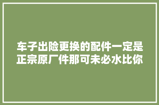 车子出险更换的配件一定是正宗原厂件那可未必水比你想象的深