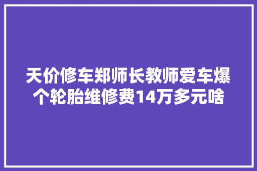 天价修车郑师长教师爱车爆个轮胎维修费14万多元啥情况