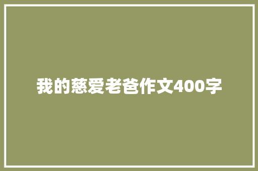我的慈爱老爸作文400字