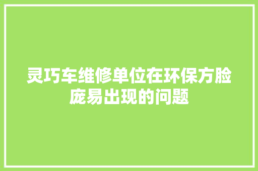 灵巧车维修单位在环保方脸庞易出现的问题