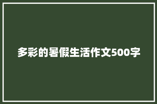 多彩的暑假生活作文500字