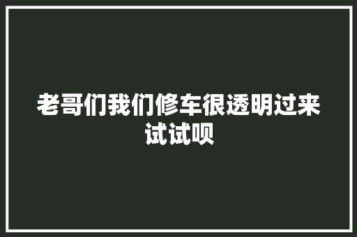老哥们我们修车很透明过来试试呗