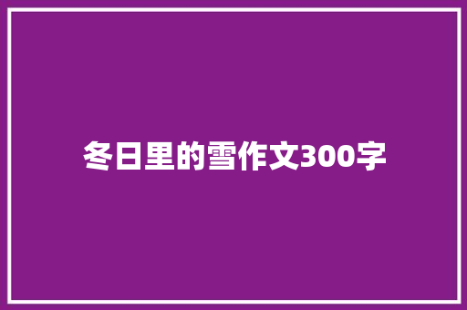 冬日里的雪作文300字
