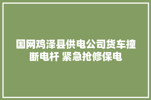 国网鸡泽县供电公司货车撞断电杆 紧急抢修保电
