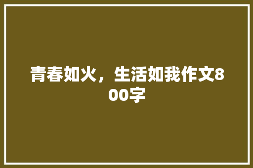 青春如火，生活如我作文800字