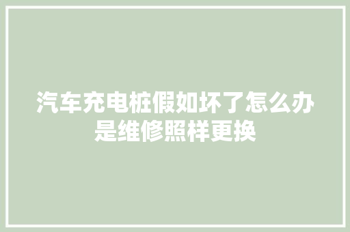 汽车充电桩假如坏了怎么办是维修照样更换