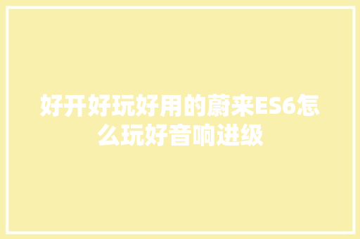 好开好玩好用的蔚来ES6怎么玩好音响进级