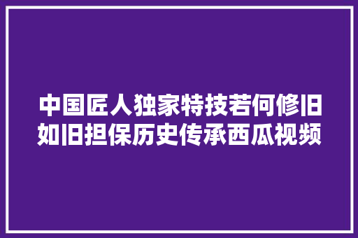 中国匠人独家特技若何修旧如旧担保历史传承西瓜视频解密