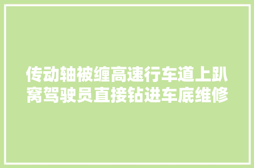 传动轴被缠高速行车道上趴窝驾驶员直接钻进车底维修 汽车知识
