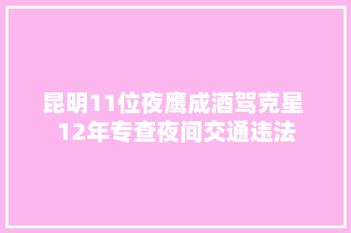 昆明11位夜鹰成酒驾克星 12年专查夜间交通违法