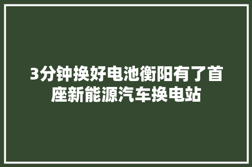 3分钟换好电池衡阳有了首座新能源汽车换电站