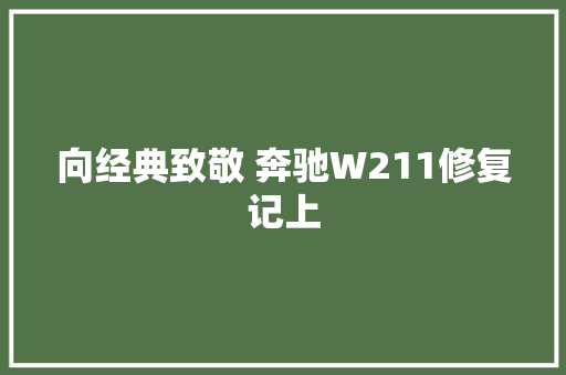向经典致敬 奔驰W211修复记上