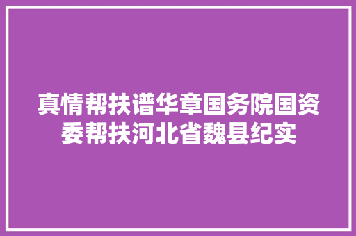 真情帮扶谱华章国务院国资委帮扶河北省魏县纪实
