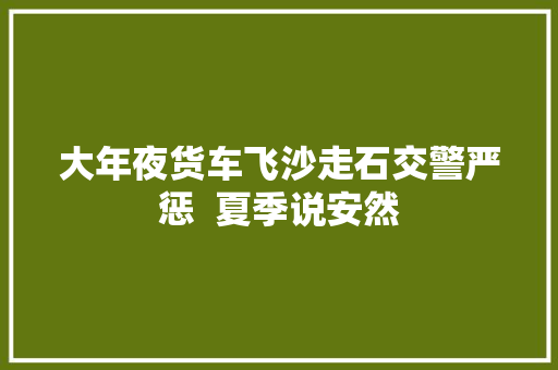 大年夜货车飞沙走石交警严惩  夏季说安然