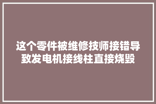 这个零件被维修技师接错导致发电机接线柱直接烧毁