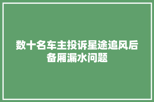 数十名车主投诉星途追风后备厢漏水问题
