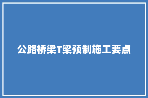 公路桥梁T梁预制施工要点