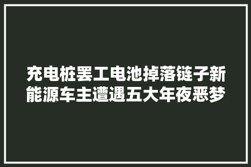 充电桩罢工电池掉落链子新能源车主遭遇五大年夜恶梦解决之道在此