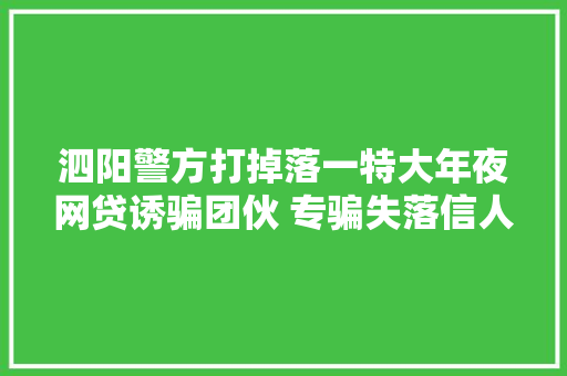 泗阳警方打掉落一特大年夜网贷诱骗团伙 专骗失落信人员会员费涉案切切元