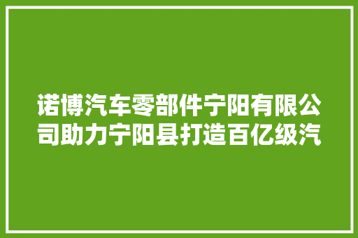 诺博汽车零部件宁阳有限公司助力宁阳县打造百亿级汽车及零部件家当集群