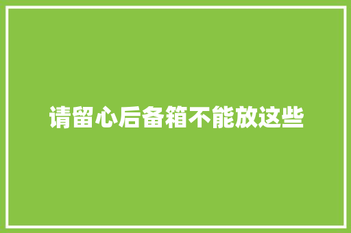 请留心后备箱不能放这些
