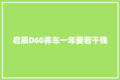 启辰D60养车一年要若干钱