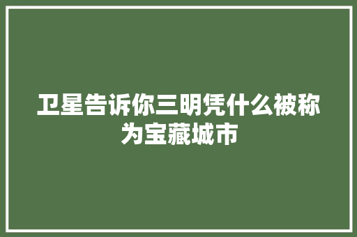 卫星告诉你三明凭什么被称为宝藏城市