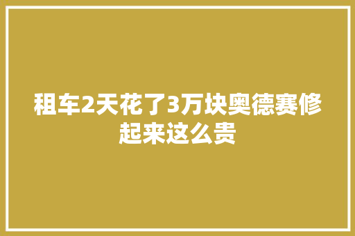 租车2天花了3万块奥德赛修起来这么贵