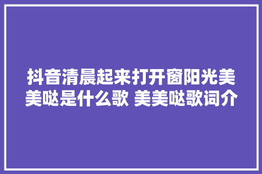 抖音清晨起来打开窗阳光美美哒是什么歌 美美哒歌词介绍