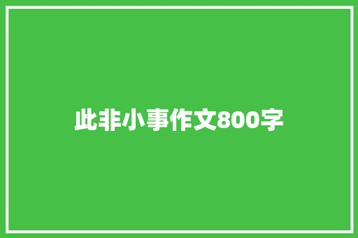 此非小事作文800字