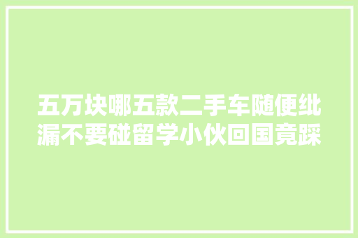 五万块哪五款二手车随便纰漏不要碰留学小伙回国竟踩了名媛的坑
