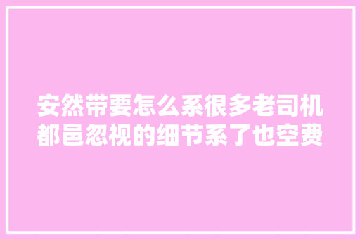 安然带要怎么系很多老司机都邑忽视的细节系了也空费你有吗
