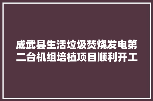 成武县生活垃圾焚烧发电第二台机组培植项目顺利开工培植