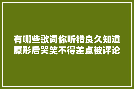 有哪些歌词你听错良久知道原形后哭笑不得差点被评论区笑去世