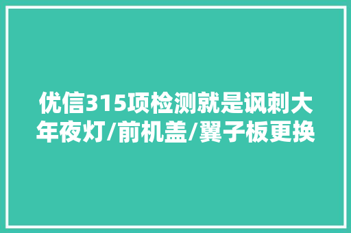 优信315项检测就是讽刺大年夜灯/前机盖/翼子板更换均未创造