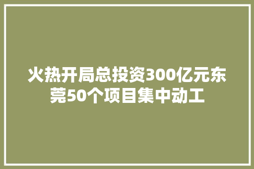 火热开局总投资300亿元东莞50个项目集中动工