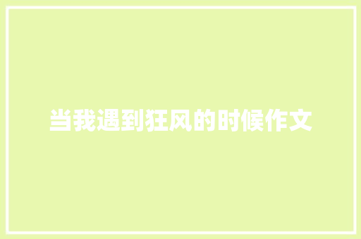 当我遇到狂风的时候作文