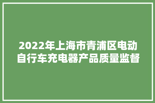 2022年上海市青浦区电动自行车充电器产品质量监督抽查结果公示