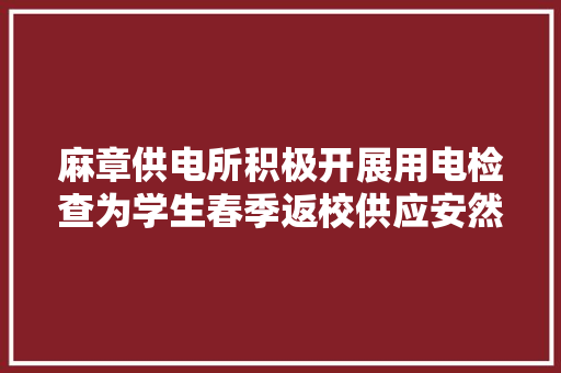 麻章供电所积极开展用电检查为学生春季返校供应安然电