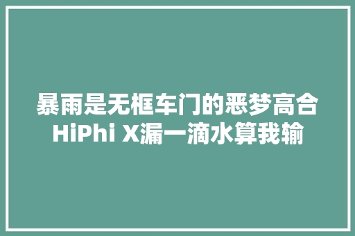 暴雨是无框车门的恶梦高合HiPhi X漏一滴水算我输