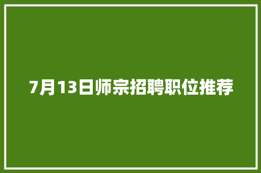 7月13日师宗招聘职位推荐
