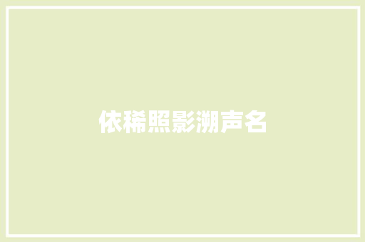 依稀照影溯声名
