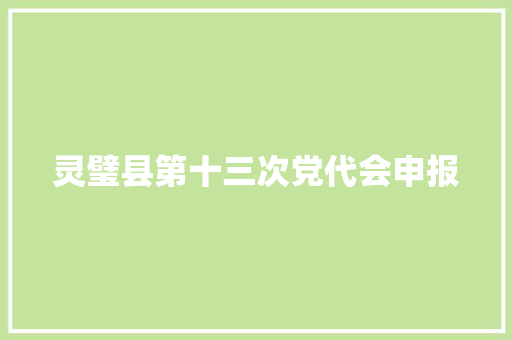 灵璧县第十三次党代会申报
