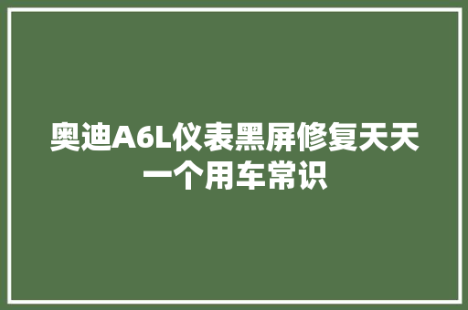 奥迪A6L仪表黑屏修复天天一个用车常识