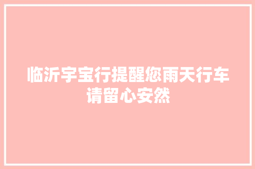 临沂宇宝行提醒您雨天行车请留心安然