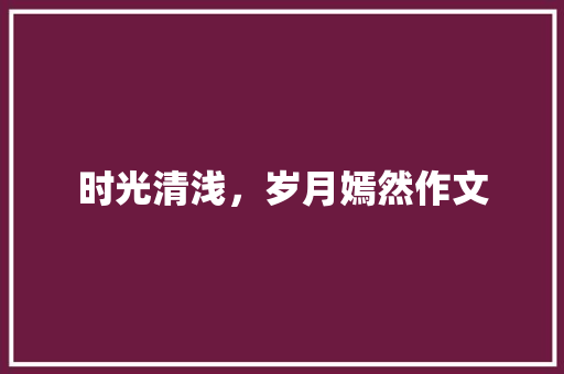 时光清浅，岁月嫣然作文