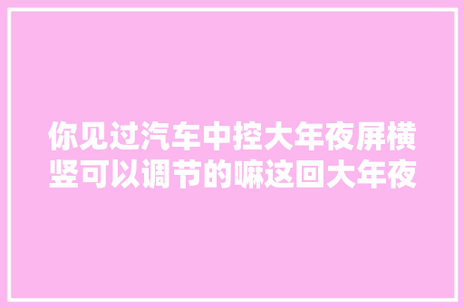你见过汽车中控大年夜屏横竖可以调节的嘛这回大年夜开眼界