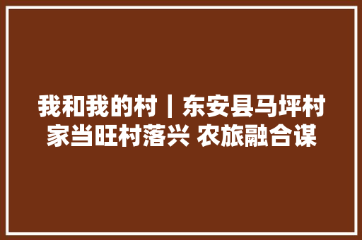 我和我的村｜东安县马坪村家当旺村落兴 农旅融合谋成长