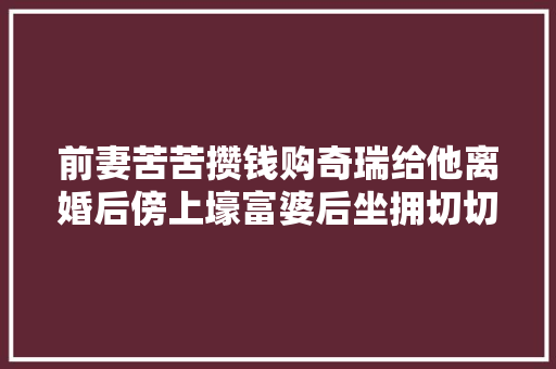前妻苦苦攒钱购奇瑞给他离婚后傍上壕富婆后坐拥切切豪车 汽车知识