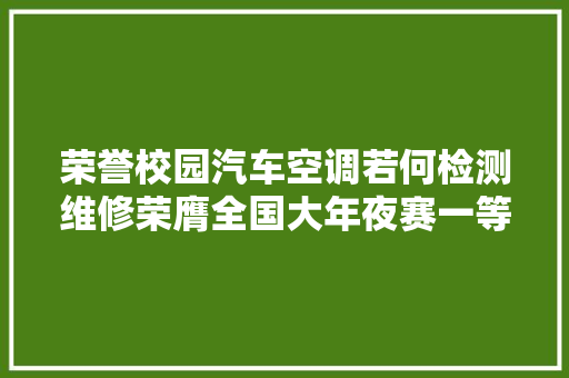 荣誉校园汽车空调若何检测维修荣膺全国大年夜赛一等奖的宜宾职院学子有妙招